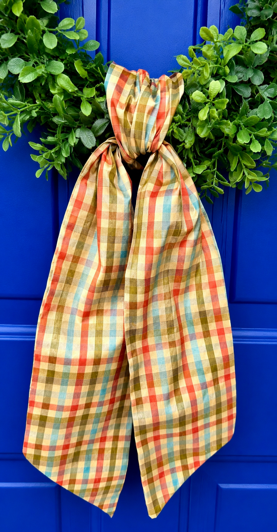Scarecrow Plaid Dupioni Silk Wreath Sash