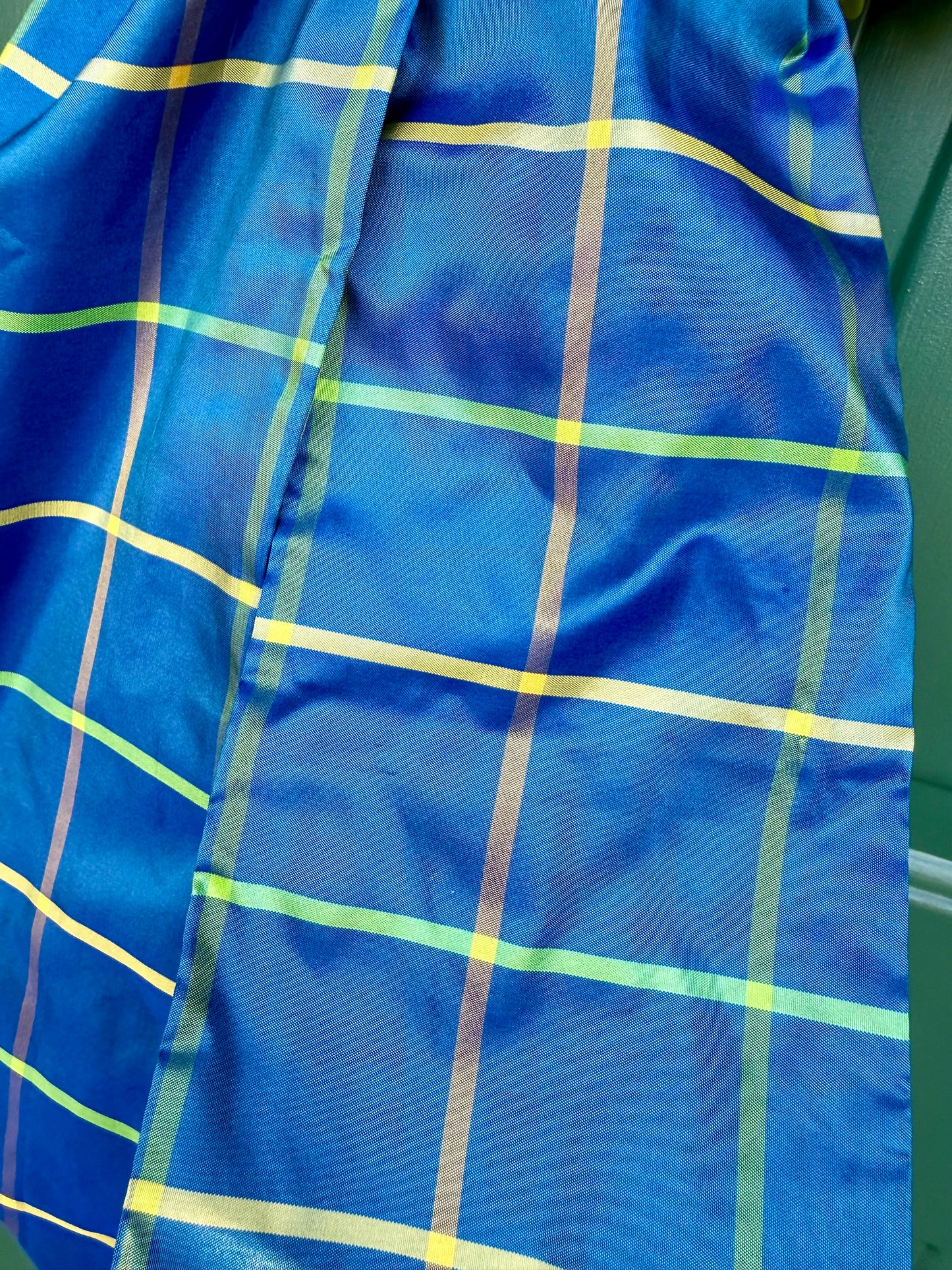 Preppy Plaid Blue Silk Wreath Sash