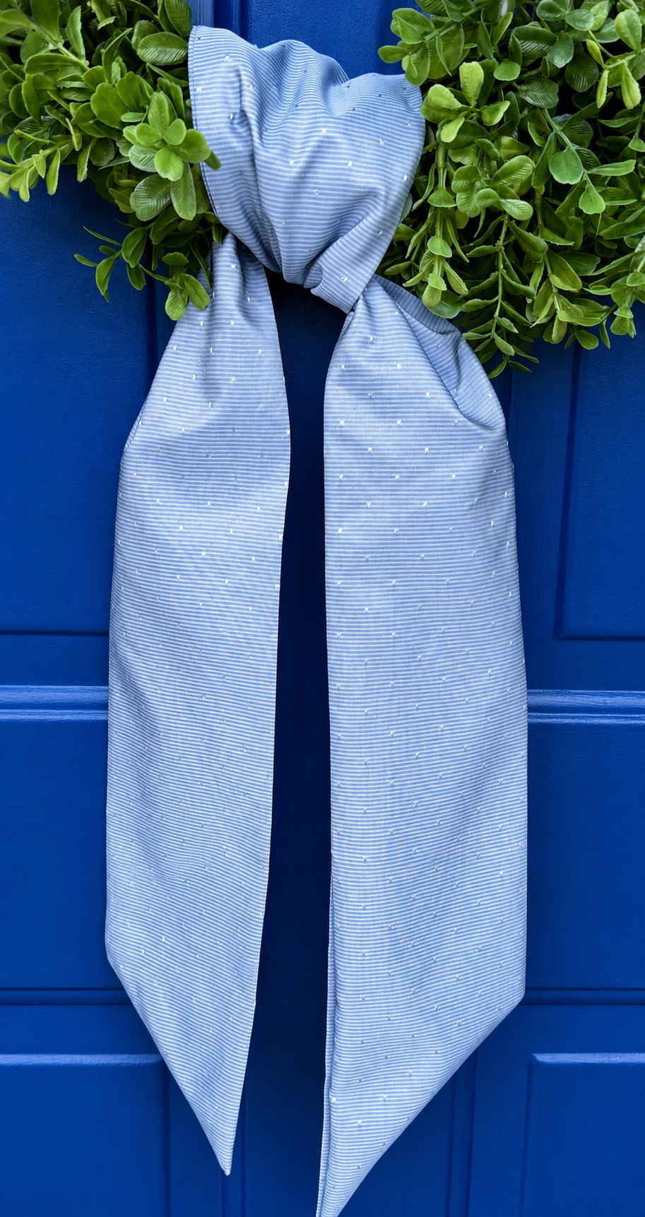 Kingston Blue Stripe and Dot Wreath Sash