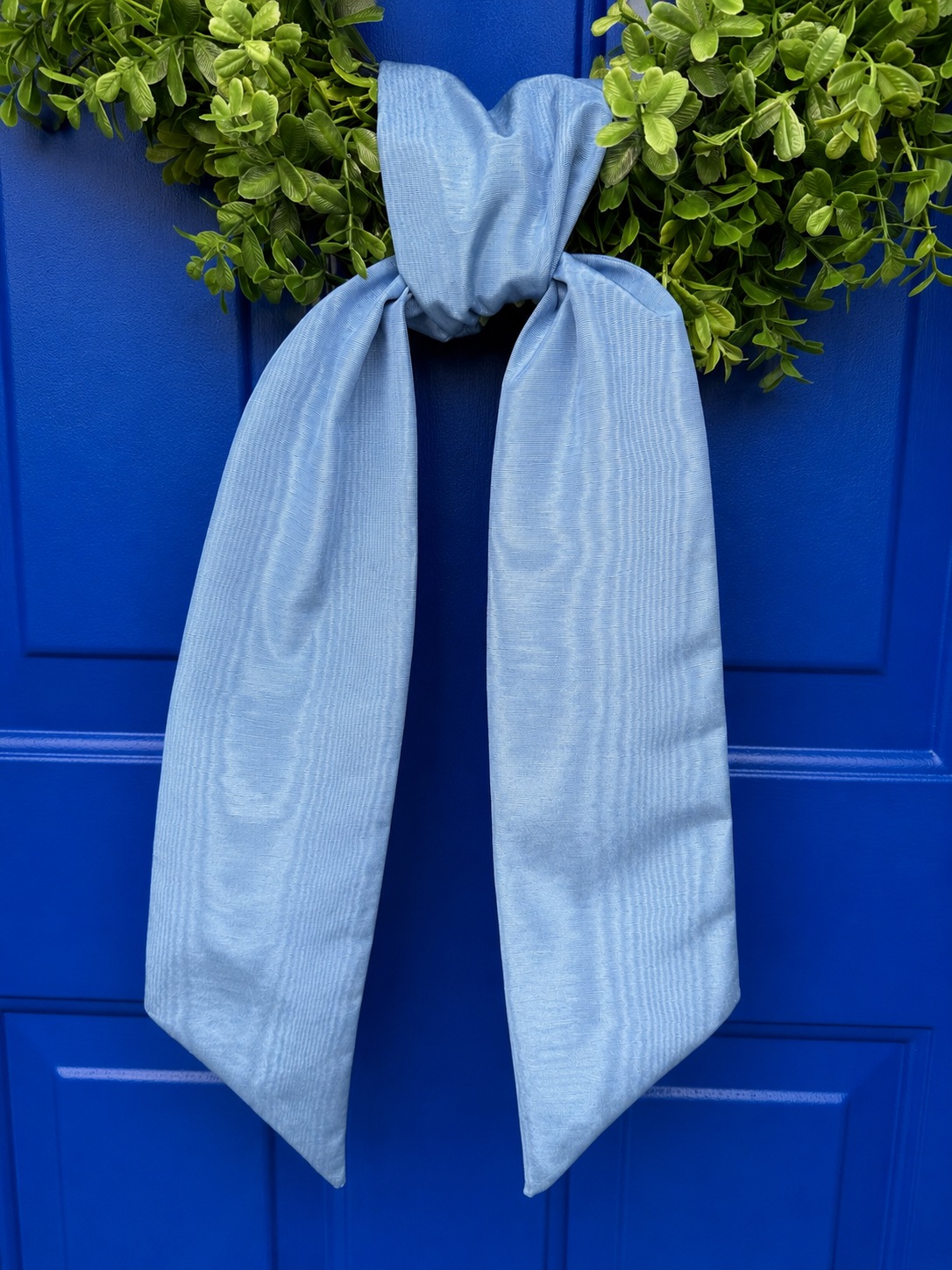 Dusty Blue Waterfall Taffeta Wreath Sash