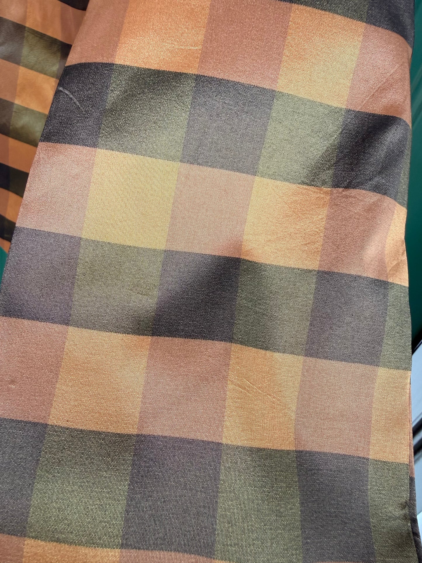 Pumpkin Gingham Plaid Silk Wreath Sash