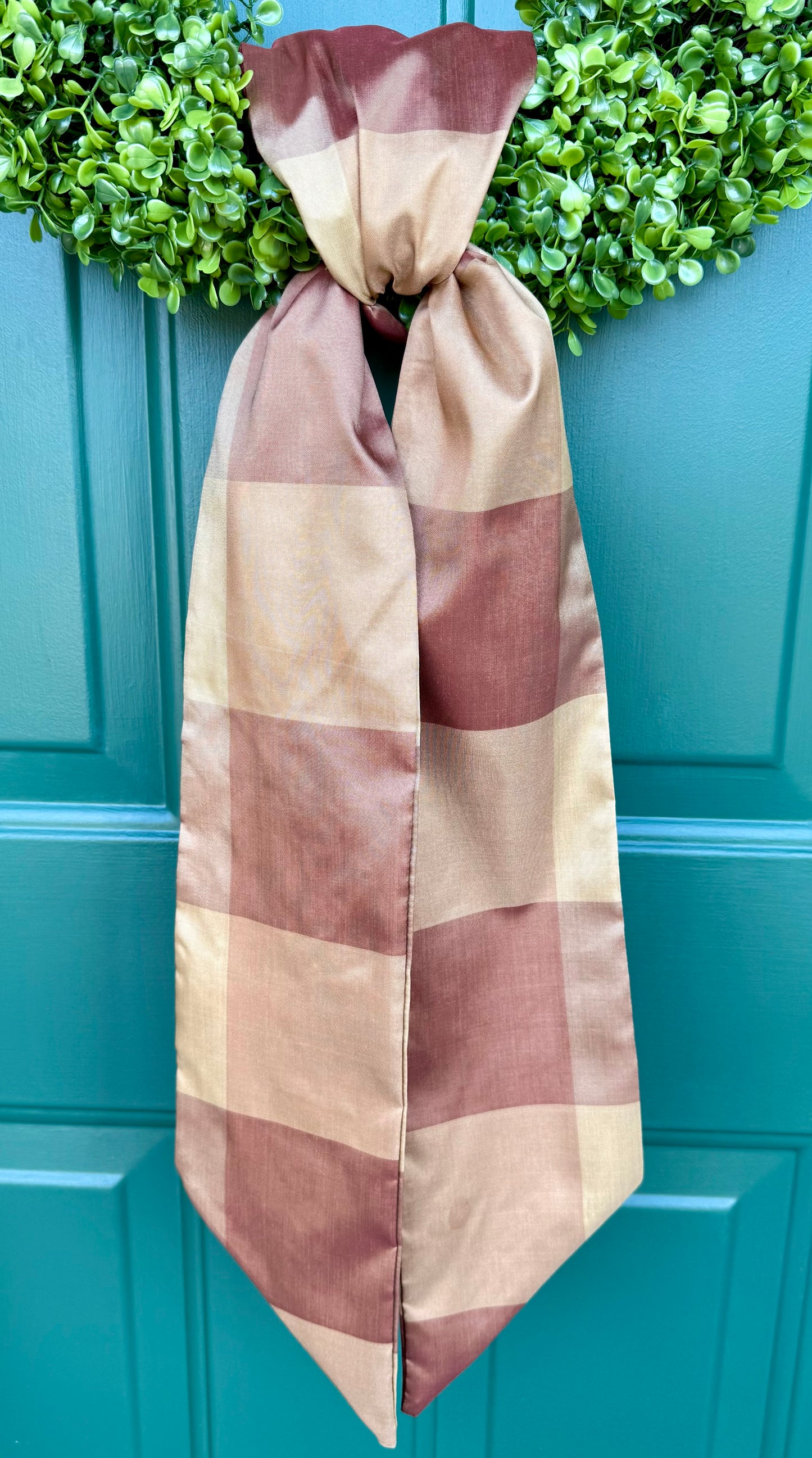 Autumn Plaid Silk Wreath Sash