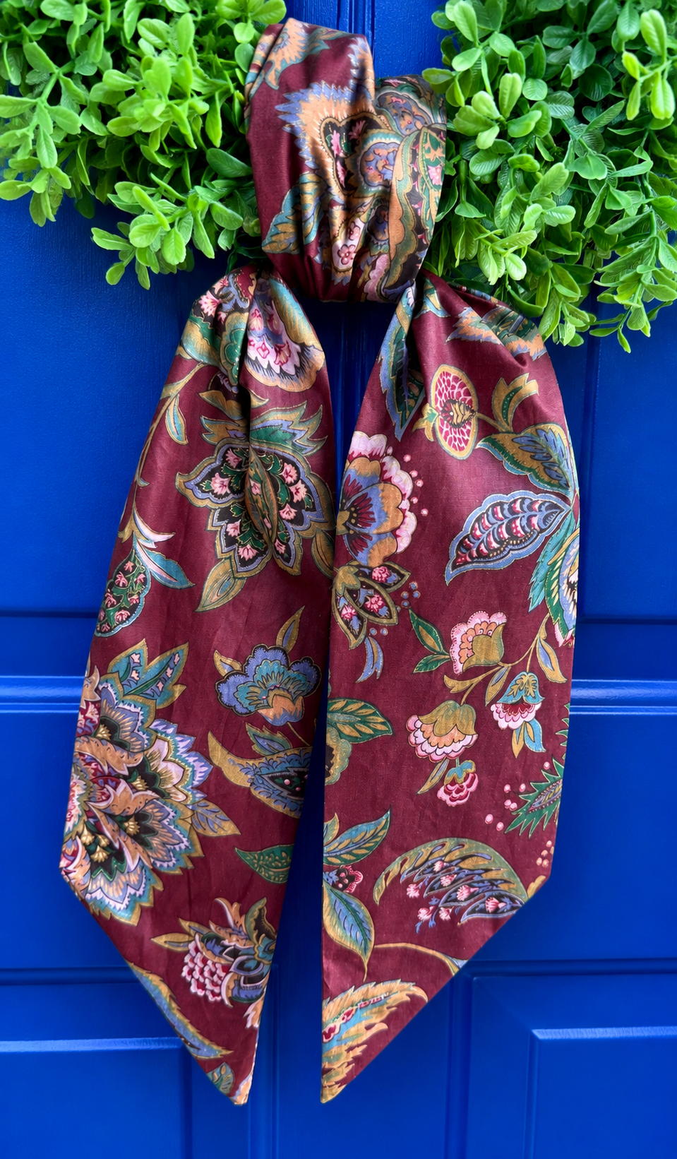 Loretta Burgundy Floral Wreath Sash