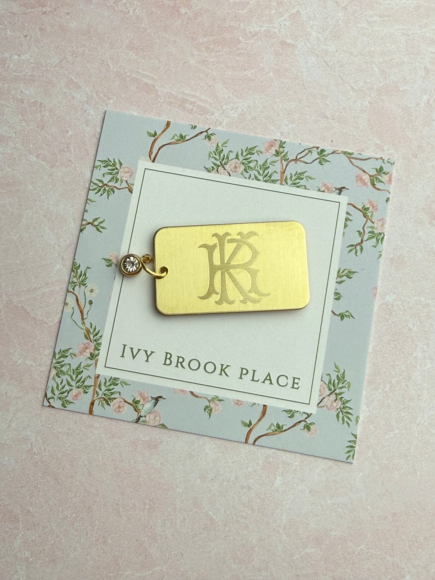 Crystal Rectangle Needle Minder with Birthstone Charm