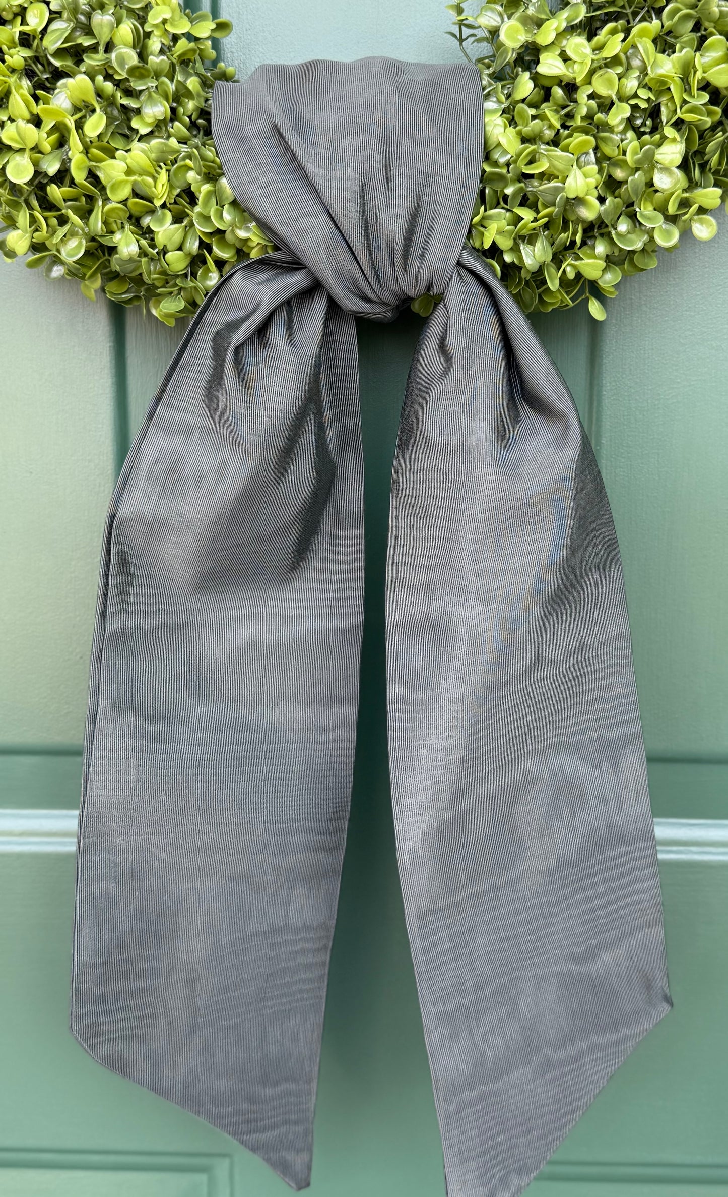 Steel Gray Taffeta Wreath Sash