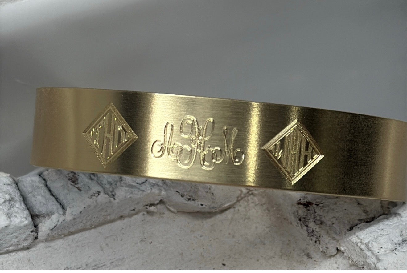 Family Monogram Brass Cuff Bracelet