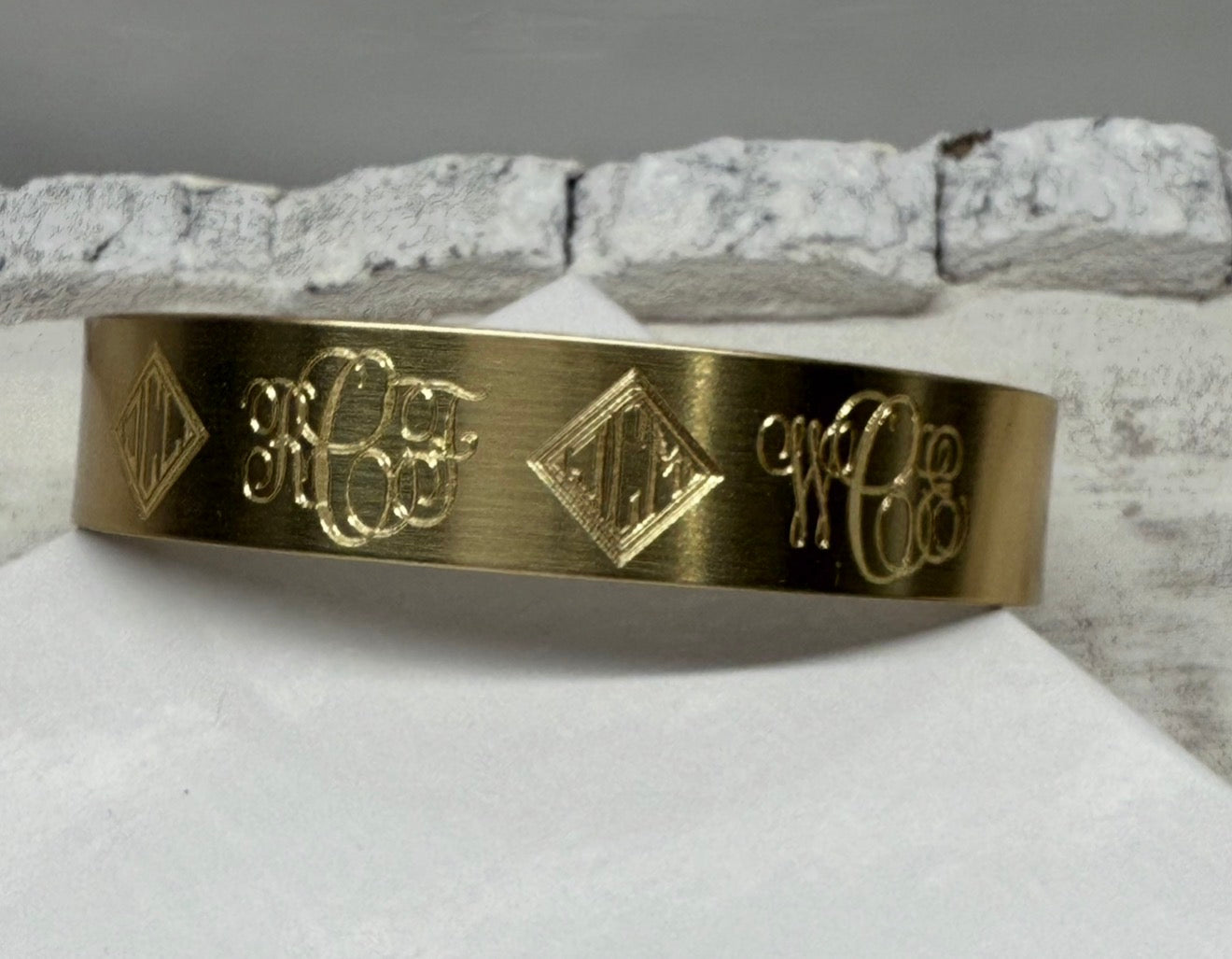Family Monogram Brass Cuff Bracelet
