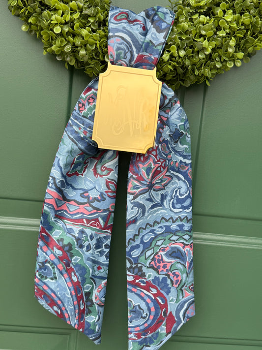 Livy Blue Paisley Wreath Sash