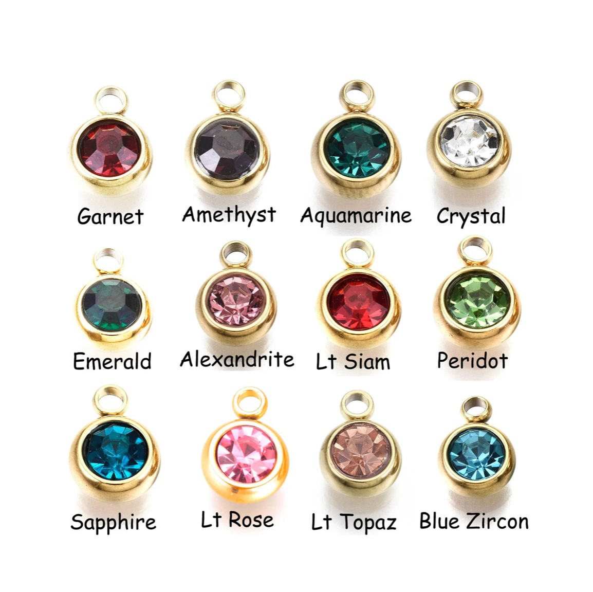 Crystal Rectangle Needle Minder with Birthstone Charm