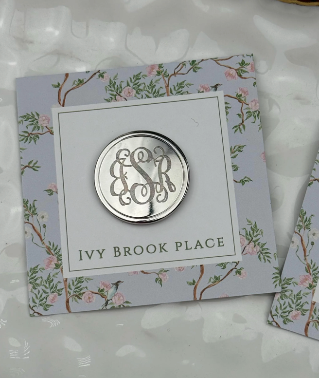 Recessed Round Coin Style Silver Needle Minder