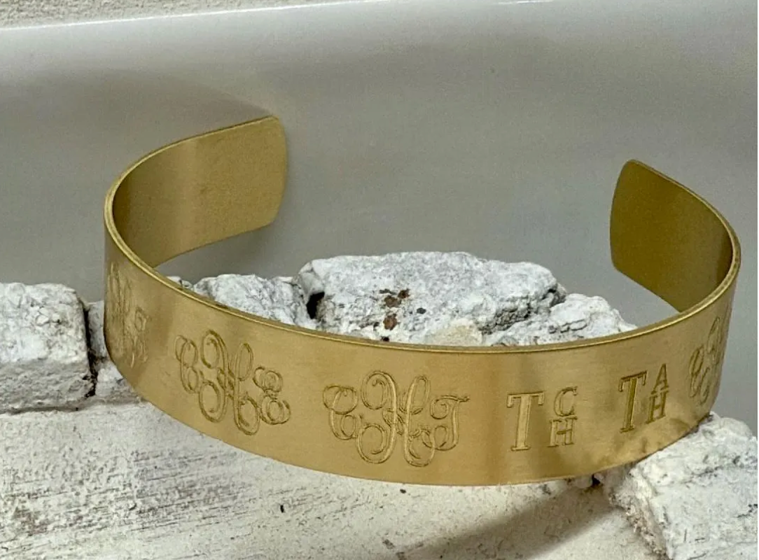 Family Monogram Brass Cuff Bracelet
