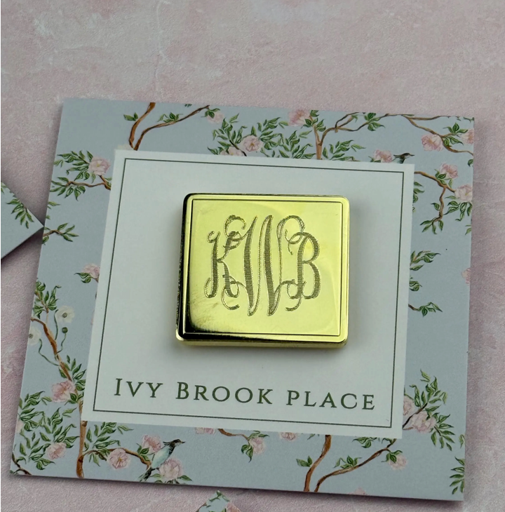 Square Gold Needleminder with Recessed Border
