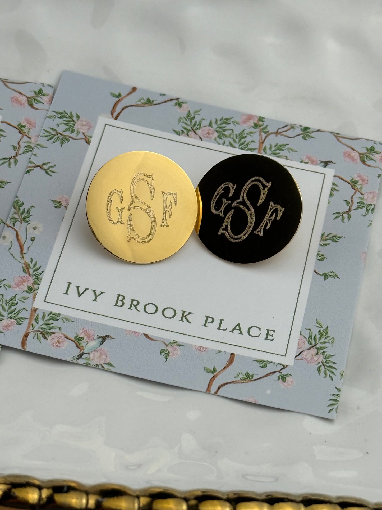 Custom Monogrammed Gold Plated Disc Earrings